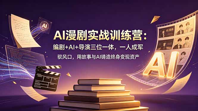 （19032期）AI漫剧实战训练营：编剧+AI+导演三位一体，一人成军 驭风口，用故事与AI铸造终身变现资产-宇文网创