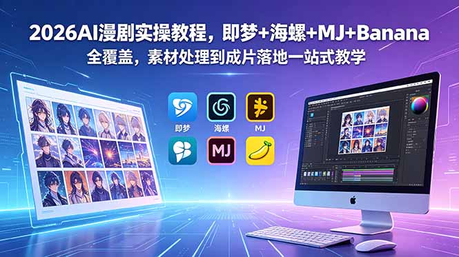 （18774期）2026AI漫剧实操教程，即梦+海螺+MJ+Banana全覆盖，素材处理到成片落地一站式教学-宇文网创