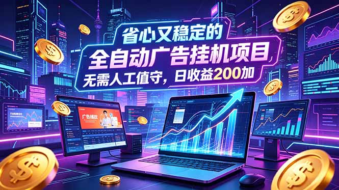 (18899期)全自动广告挂机项目,全程无需人工值守。稳定创收每日收益200+-宇文网创