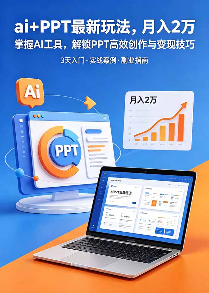 (18881期)ai+PPT最新玩法,月入2万掌握AI工具,解锁PPT高效创作与变现技巧3天入门,实战案例·副业指南-宇文网创