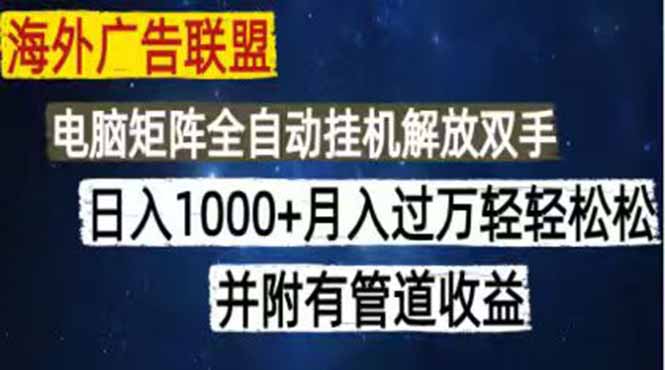（18989期）海外广告联盟每天几分钟日入1000+无脑操作，可矩阵并附有管道收益-宇文网创