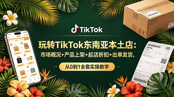 （19045期）玩转TikTok东南亚本土店：市场概况+产品上架+起店折扣+出单发货，从0到1全套实操教学-宇文网创