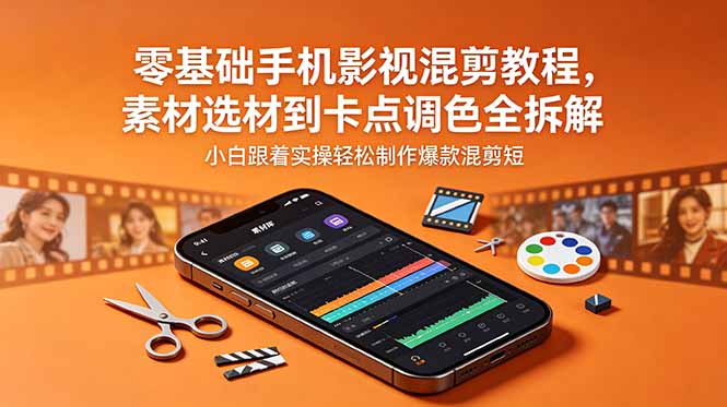 （18750期）零基础手机影视混剪教程，素材选材到卡点调色全拆解，小白跟着实操轻松制作爆款混剪短片-宇文网创