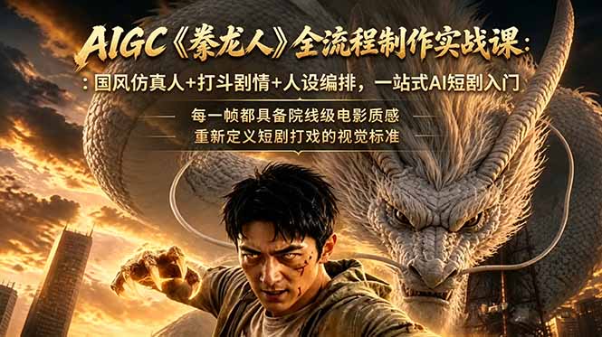 (18849期)AIGC《豢龙人》全流程制作实战课:国风仿真人+打斗剧情+人设编排,一站式AI短剧入门-宇文网创