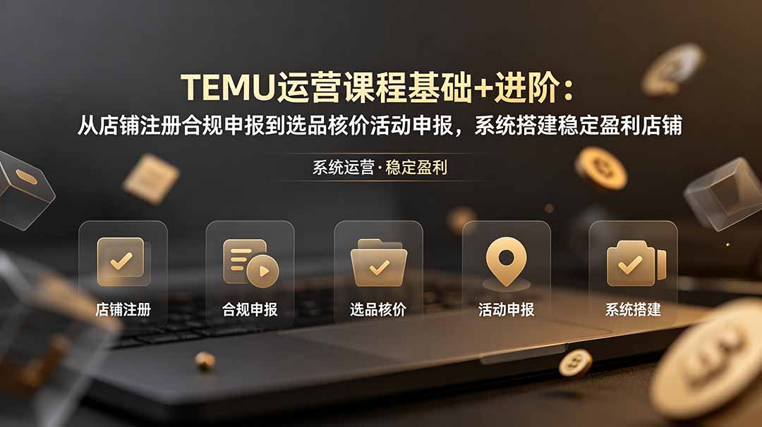 （19081期）TEMU运营课程（基础+进阶）：从店铺注册合规申报到选品核价活动申报，系统搭建稳定盈利店铺-宇文网创