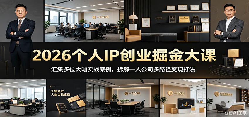 2026个人IP创业掘金大课：汇集多位大咖实战案例，拆解一人公司多路径变现打法-宇文网创