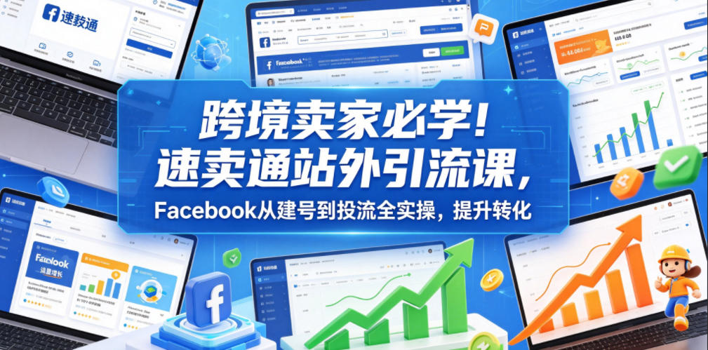 跨境卖家必学!速卖通站外引流课,Facebook从建号到投流全实操,提升转化-宇文网创