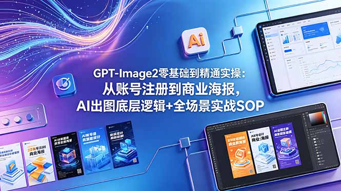 (18835期)GPT-Image2零基础到精通实操:从账号注册到商业海报,AI出图底层逻辑+全场景实战SOP-宇文网创