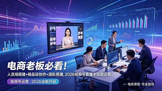 (18845期)电商老板必看!人货场搭建+排品设计+素材创作+团队搭建,2026视频号直播全链路运营-宇文网创