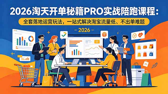 (18844期)2026淘天开单秘籍PRO实战陪跑课程:全套落地运营玩法,一站式解决淘宝流量低、不出单难题-宇文网创
