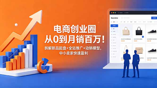 (18831期)电商创业圈从0到月销百万!拆解新品起盘+全站推广+动销模型,中小卖家快速盈利-宇文网创