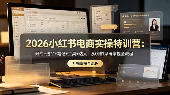 （18978期）2026小红书电商实操特训营：开店+选品+笔记+工具+达人，从0到1系统掌握全流程-宇文网创