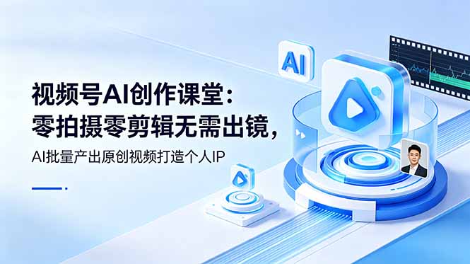 （19049期）视频号AI创作课堂：零拍摄零剪辑无需出镜，AI批量产出原创视频打造个人IP-宇文网创