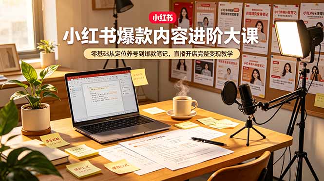 （19118期）小红书爆款内容进阶大课，零基础从定位养号到爆款笔记，直播开店完整变现教学-宇文网创