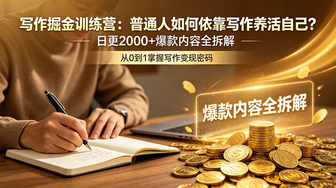 （18901期）写作掘金训练营：普通人如何依靠写作养活自己？日更2000+爆款内容全拆解-宇文网创