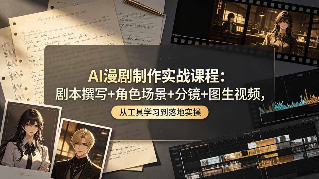 （19020期）AI漫剧制作实战课程：剧本撰写+角色场景+分镜+图生视频，从工具学习到落地实操-宇文网创