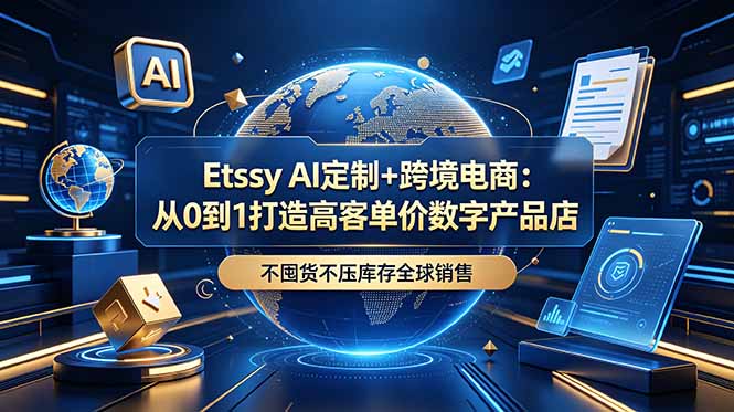 （18974期）Etsy AI定制+跨境电商：从0到1打造高客单价数字产品店，不囤货不压库存全球销售-宇文网创