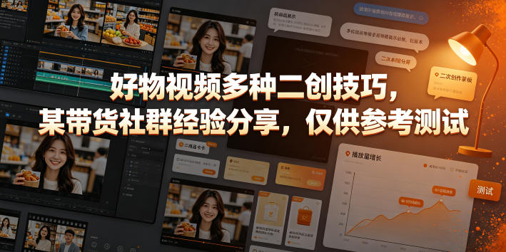 好物视频多种二创技巧，某带货社群经验分享，仅供参考测试-宇文网创