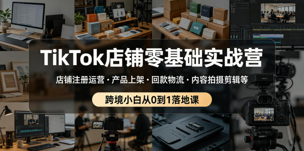 TikTok店铺零基础实战营,店铺注册运营・产品上架・回款物流・内容拍摄剪辑等 ,跨境小白从0到1落地课-宇文网创