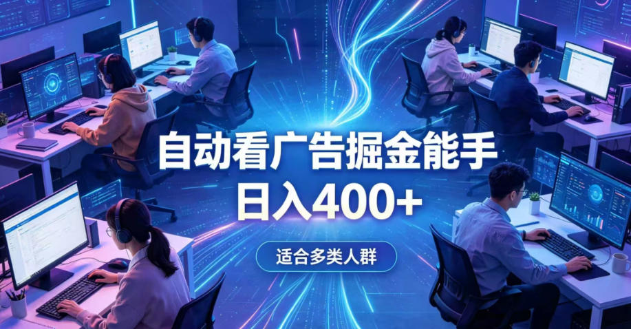 全脚本0基础自动看广告，单日收益400+，别再找高门槛副业，项目简单上手，收益看得见，没有复杂操作，AI全自动，设置一次全天自动跑收益【揭秘】-宇文网创