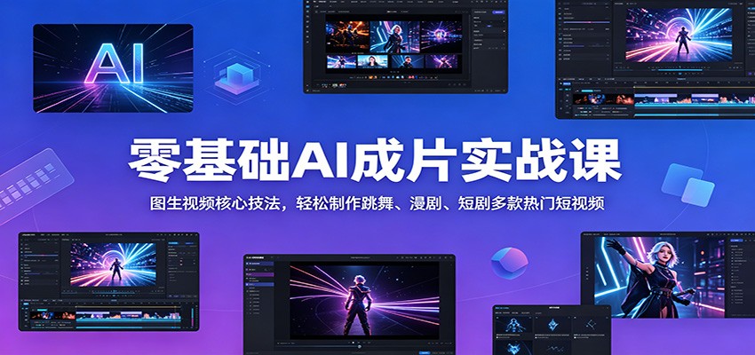 零基础AI成片实战课：图生视频核心技法，轻松制作跳舞、漫剧、短剧多款热门短视频-宇文网创