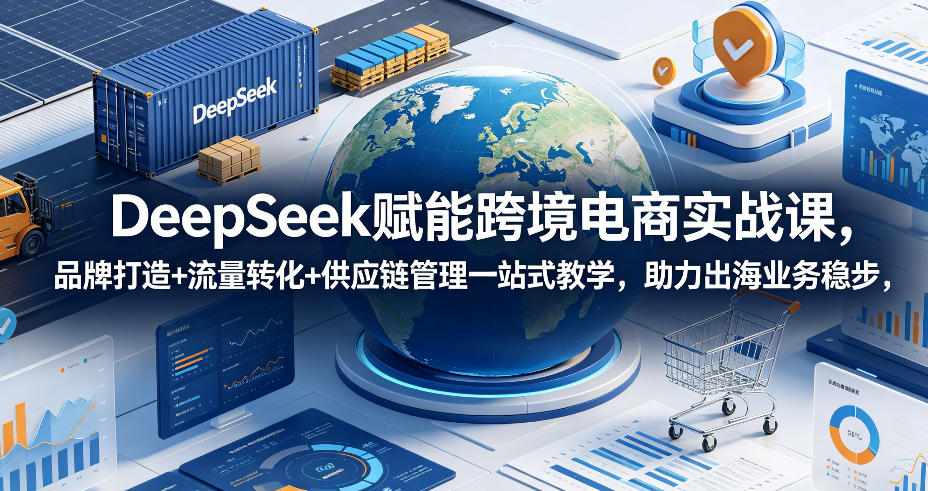DeepSeek赋能跨境电商实战课,品牌打造+流量转化+供应链管理一站式教学,助力出海业务稳步发展-宇文网创