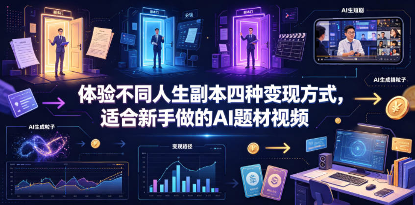 体验不同人生副本四种变现方式,适合新手做的AI题材视频-宇文网创