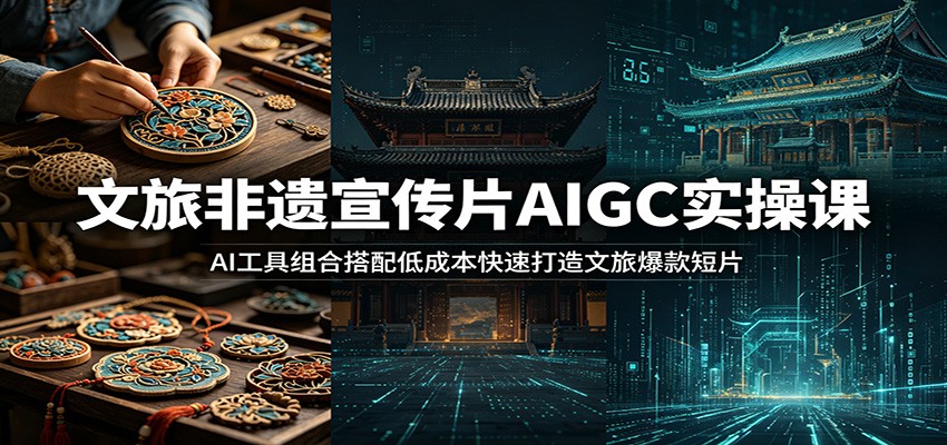 文旅非遗宣传片AIGC实操课:AI工具组合搭配低成本快速打造文旅爆款短片-宇文网创