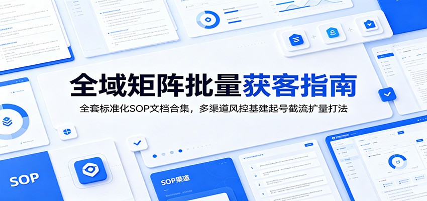 全域矩阵批量获客指南：全套标准化SOP文档合集，多渠道风控基建起号截流扩量打法-宇文网创