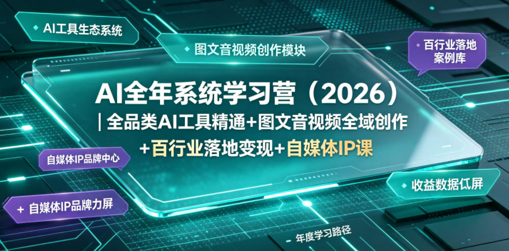 AI全年系统学习营（2026）｜全品类AI工具精通+图文音视频全域创作+百行业落地变现+自媒体IP打造年度进阶大课-宇文网创
