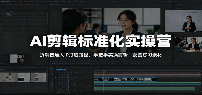 AI剪辑标准化实操营:拆解普通人IP打造路径,手把手实操剪辑,配套练习素材-宇文网创