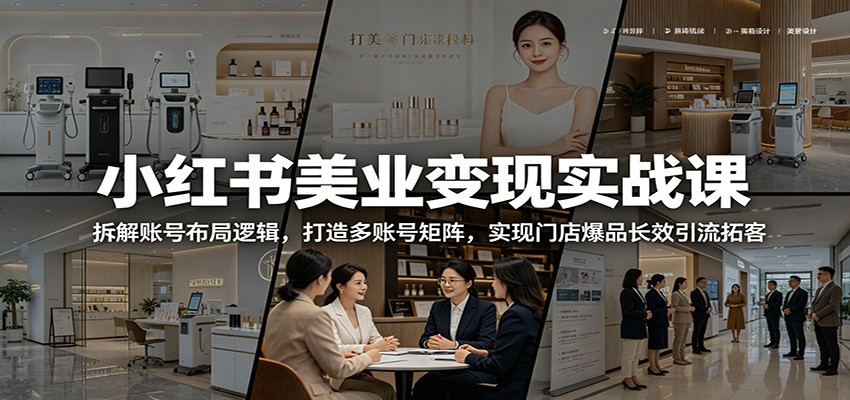 小红书美业变现实战课：拆解账号布局逻辑，打造多账号矩阵，实现门店爆品长效引流拓客-宇文网创