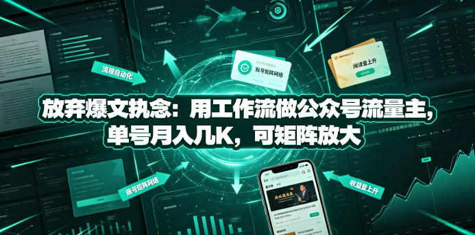 放弃爆文执念：用工作流做公众号流量主，单号月入几K，可矩阵放大-宇文网创