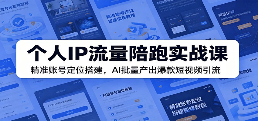 个人IP流量陪跑实战课:精准账号定位搭建,AI批量产出爆款短视频引流-宇文网创