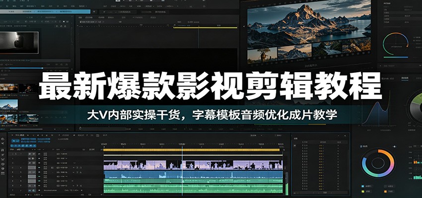 最新爆款影视剪辑教程：大V内部实操干货，字幕模板音频优化成片教学-宇文网创