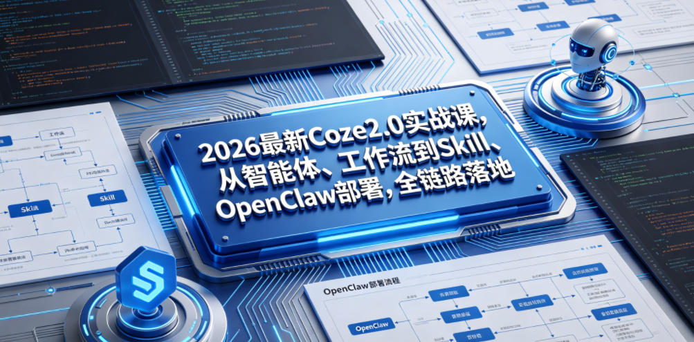 2026最新Coze2.0实战课，从智能体、工作流到Skill、OpenClaw部署，全链路落地-宇文网创