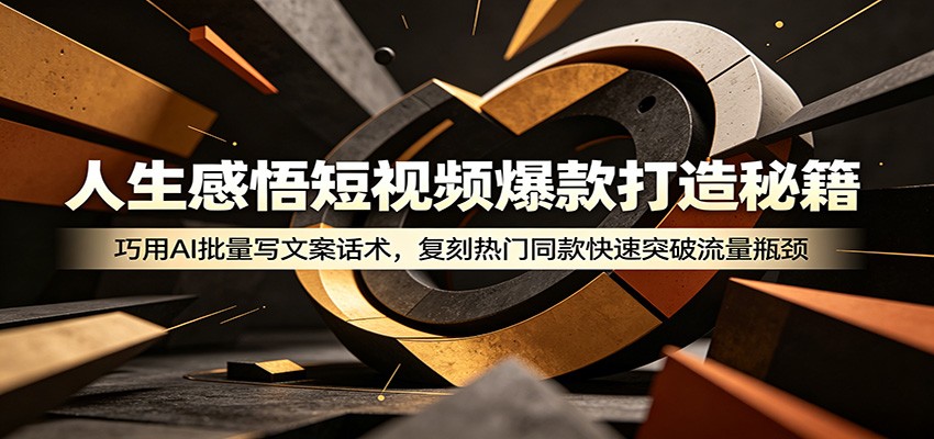 人生感悟短视频爆款打造秘籍:巧用A 批量写文案话术,复刻热门同款快速突破流量瓶颈-宇文网创