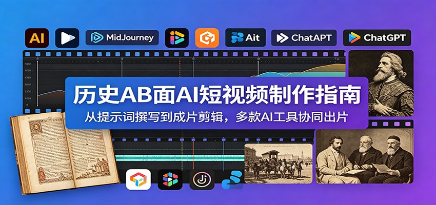 历史AB面AI短视频制作指南:从提示词撰写到成片剪辑,多款AI工具协同出片-宇文网创