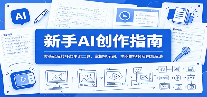 新手AI创作指南:零基础玩转多款主流工具,掌握提示词、生图做视频及创意玩法-宇文网创