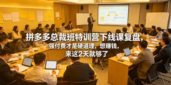拼多多总裁班特训营下线课复盘,强付费才是硬道理,想賺钱,来这2天就够了-宇文网创
