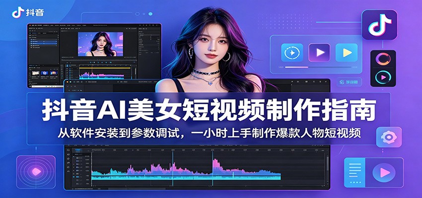 抖音AI美女短视频制作指南：从软件安装到参数调试，一小时上手制作爆款人物短视频-宇文网创