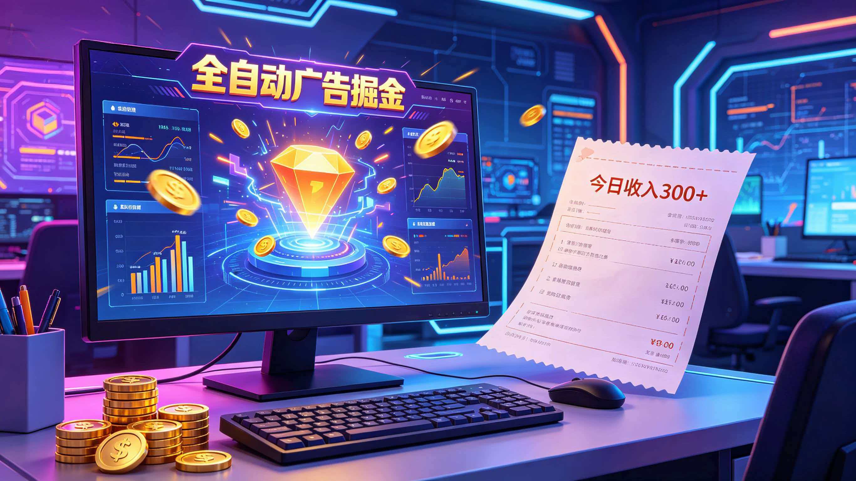 全自动广告掘金,日入300+。全程Ai自动化运行,解放双手,时间自由。收益稳定-宇文网创