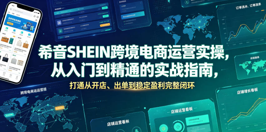 希音SHEIN跨境电商运营实操，从入门到精通的实战指南，打通从开店、出单到稳定盈利完整闭环-宇文网创