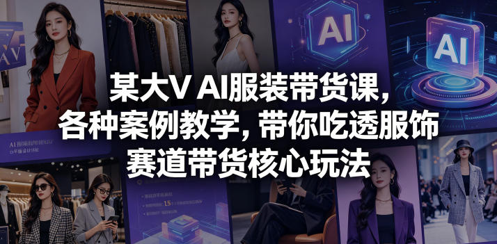 某大V AI服装带货课，各种案例教学，带你吃透服饰赛道带货核心玩法-宇文网创