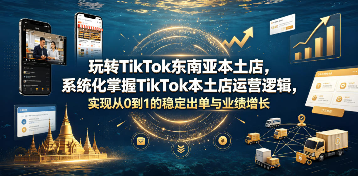 玩转TikTok东南亚本土店，系统化掌握TikTok本土店运营逻辑，实现从0到1的稳定出单与业绩增长-宇文网创