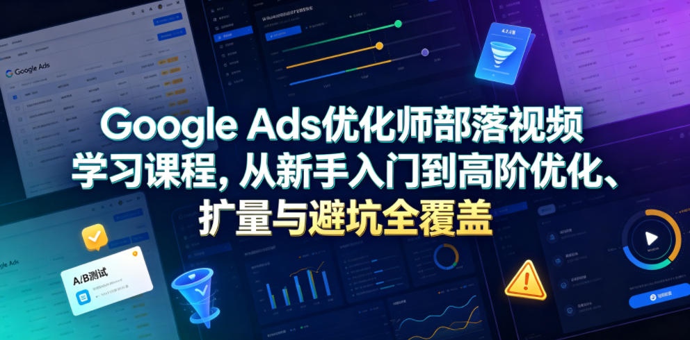 Google Ads优化师部落视频学习课程，从新手入门到高阶优化、扩量与避坑全覆盖（更新2026）-宇文网创