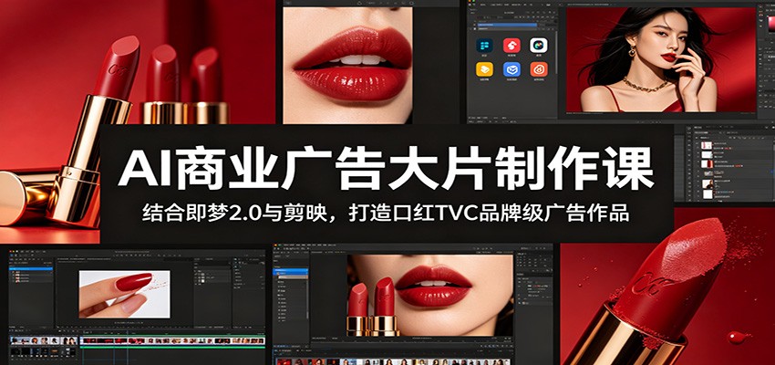 AI商业广告大片制作课:结合即梦2.0与剪映,打造口红TVC品牌级广告作品-宇文网创