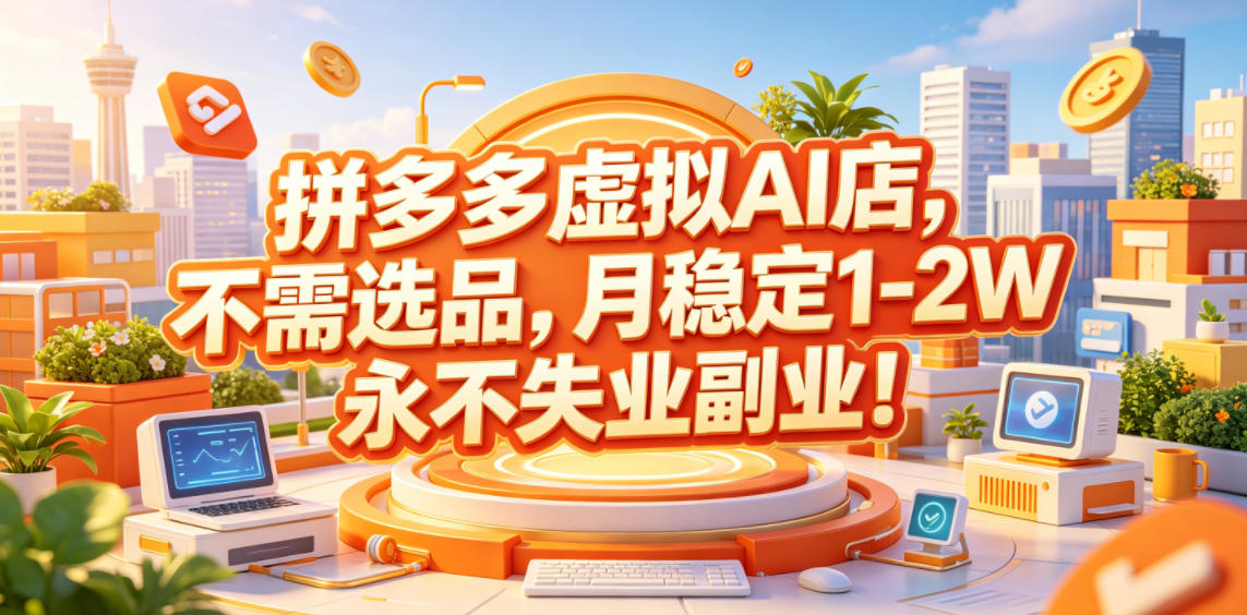 拼多多虚拟AI店,不需选品,月稳定1-2W,永不失业副业!【揭秘】-宇文网创