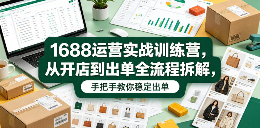 1688运营实战训练营,从开店到出单全流程拆解,手把手教你稳定出单-宇文网创