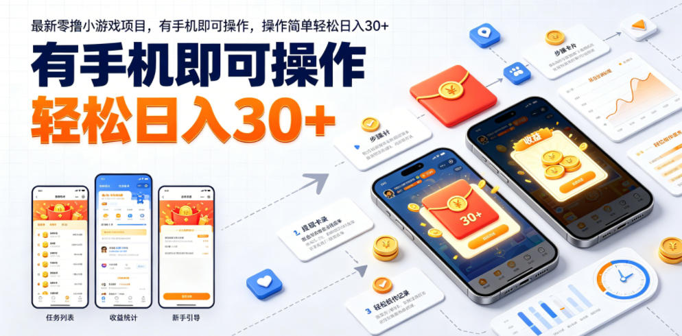 最新零撸小游戏项目，有手机即可操作，操作简单轻松日入30+-宇文网创